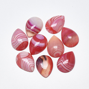 25mm Red Teardrop Banded Agate Cabochons