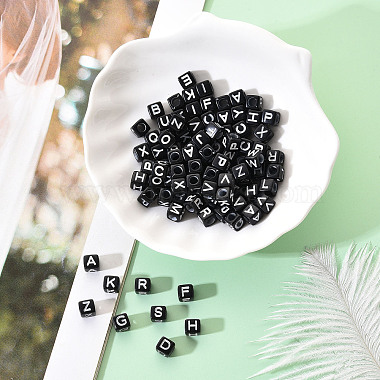 Perles de lettres acryliques artisanales noires(SACR-YW0001-18)-5