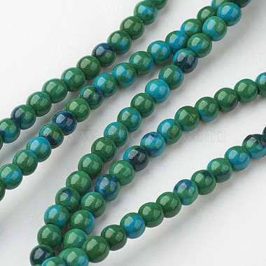 4mm Teal Round White Jade Beads