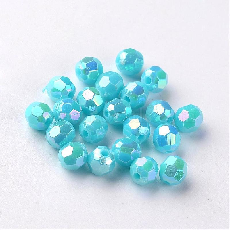 AB Color Plated Environmental Poly Styrene Acrylic Round Beads, Faceted ...