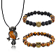 Collier à pendentif hibou en alliage fibloom et bracelets extensibles en perles(SJEW-FI0001-06)-1