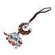 Natural Tiger Eye Moon with Mixed Gemstone Chips Tassel Pendant Decorations(G-L524-07R-A03)-2