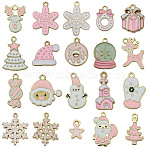 Christmas Alloy Enamel Pendants, Mixed Color, Golden, Mixed Shapes, 8.5~26x6.5~21x1.5~3.5mm, Hole: 1.6~2mm, 20pcs/bag(ENAM-G234-01E)