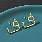 Twist Brass Micro Pave Clear Cubic Zirconia Stud Earrings, Rack Plating, Long-Lasting Plated, Cadmium Free & Lead Free, Real 18K Gold Plated, 15.5x15.5mm(EJEW-G452-05G)