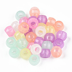 Transparent Luminous Acrylic Beads, Crow Beads, Pony Beads, Glow in the Dark, Barrel, Mixed Color, 8x6mm, Hole: 3.8mm(X-OACR-N137-34)