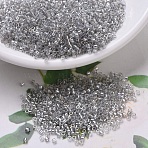 MIYUKI Delica Beads, Cylinder, Japanese Seed Beads, 11/0, (DB0114) Transparent Silver Gray Gold Luster, 1.3x1.6mm, Hole: 0.8mm, about 20000pcs/bag, 100g/bag(SEED-J020-DB0114)