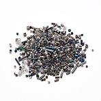 Glass Seed Beads, Mixed Style, Mixed Shapes, Dark Gray, 1~27x2~4mm, Hole: 0.7~1mm(X-SEED-S059-001)