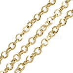 304 Stainless Steel Oval Link Chains, Unwelded, with Spool, Ion Plating(IP), Golden, 5x4.5x1mm(CHS-G044-02G)