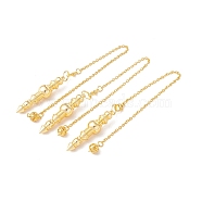 Rack Plating Brass Cable Chain Pointed Dowsing Pendulums, with Alloy Lobster Claw Clasps and Iron Round Beads, Cadmium Free & Lead Free, Golden, 240mm, Hole: 2mm(HJEW-G016-02G)