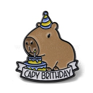 Capybara Theme Alloy Enamel Brooch, for Men and Women, Capybara, Royal Blue, 31x26.5x1.5mm(JEWB-C023-10D-EB)