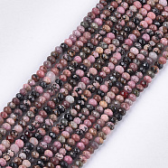 Natural Rhodonite Beads Strands, Faceted, Rondelle, 3.5~4x2.5~3mm, Hole: 1mm, about 120~122pcs/strand, 14.9 inch~15.1 inch(G-S354-49)