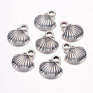 Tibetan Style Alloy Pendants, Lead Free and Cadmium Free, Antique Silver, 11.8mm wide, 14mm long, 2.8mm thick, hole: 2mm(X-LF0412Y)