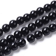 Natural Agate Beads Strands, Dyed, Round, Black, 4mm, Hole: 0.8mm, about 94pcs/strand, 15.75 inch(40cm)(G-I261-B02-4mm)