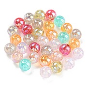 Iridescent Acrylic Glitter Beads, Round, Mixed Color, 10x9.5mm, Hole: 1.8mm(MACR-F078-07B)