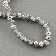 Half Plated Faceted Rondelle Glass Bead Strands, Silver, 2x2mm, Hole: 0.8mm, about 168~170pcs/strand(X-EGLA-S095-2mm-03)