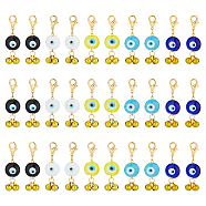 ELITE Evil Eye Handmade Lampwork Pendant Decoration, with Bell, Alloy Lobster Clasp Charms, for Keychain, Purse, Backpack Ornament, Mixed Color, 47~48mm, 5pcs/set, 6 sets/box(HJEW-PH0001-70)