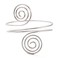 Wire Swirl Spiral Upper Arm Cuff Band, Alloy Open Armlets Bangle for Girl Women, Platinum, Inner Diameter: 3-1/2 inch(8.8cm)(AJEW-G033-03P)