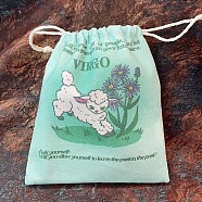 Tarot Card Storage Bag, Canvas Cloth Tarot Drawstring Bags, Rectangle with Constellation Pattern, Virgo, 18x13cm(ZODI-PW0001-092-A15)
