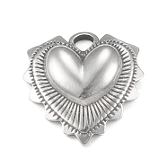 304 Stainless Steel Pendants, Heart Charm, Stainless Steel Color, 18x17.5x4mm, Hole: 2mm(STAS-F287-36P)