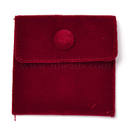 Square Velvet Jewelry Bags, with Snap Fastener, Dark Red, 6.7~7.3x6.7~7.3x0.95cm(TP-B001-01A-01)