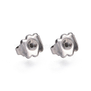 304 Stainless Steel Ear Nuts, Friction Earring Backs for Stud Earrings, Stainless Steel Color, 6.5x5mm, Hole: 0.8mm(STAS-L221-12P)