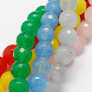 Natural Jade Bead Strands, Dyed, Faceted, Round, Mixed Color, 12mm, Hole: 1mm, about 32pcs/strand, 14.6 inch(G-R166-12mm-M1)