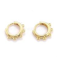 Brass Huggie Hoop Earring Findings, with Horizontal Loop, Long-Lasting Plated, Real 18K Gold Plated, 15x17x2mm, Hole: 1mm, Pin: 1mm(EJEW-O107-03G)