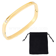 1Pc Clear Cubic Zirconia Rectangle Hinged Bangle, 304 Stainless Steel Grooved Bangle for Women, 1Pc Rectangle Velvet Pouches, Golden, Inner Diameter: 1-3/4~2-1/4 inch(4.6~5.75cm)(BJEW-UN0001-37G)