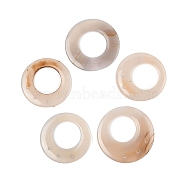 Natural Agate Big Pendants, Donut/Pi Disc Charms, 3-Hole, Bisque, 52~56x7~8mm, Hole: 2mm(G-N344-04D)