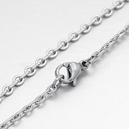 304 Stainless Steel Rolo Chain Necklaces, with Lobster Claw Clasps, Stainless Steel Color, 17.3 inch(43.9cm), 0.6mm(STAS-O057-B-03)