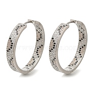 Rack Plating Brass Micro Pave Cubic Zirconia Hoop Earrings, Long-Lasting Plated, Lead Free & Cadmium Free, Platinum, 32x5.5mm(EJEW-H016-19P)