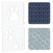 2Pcs 2 Style Acrylic Board, Square with Paw Print Template, Clear, 190x190x3.5mm, 1pc/style(OACR-WH0037-16)