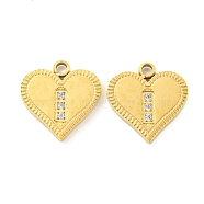 Vacuum Plating 304 Stainless Steel Charms, with Crystal Rhinestone, Heart Charms, Real 18K Gold Plated, 11.5x11x1.4mm, Hole: 1.4mm(STAS-L278-018G)