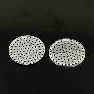 Aluminum Finger Ring/Brooch Sieve Findings, Perforated Disc Settingss, Brooch Findings, Platinum, 35x1mm, Hole: 1mm(FIND-D005-01)