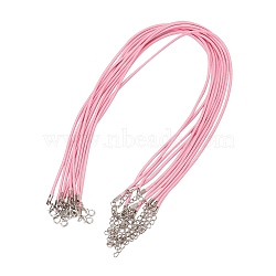 Waxed Cord Necklace Making, with Zinc Alloy Lobster Clasps, Platinum, Hot Pink, 17.8 inch~18 inch(45.5~46cm), 2mm(X-NCOR-T001-09)