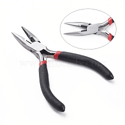 5 inch Carbon Steel Needle Nose Pliers for Jewelry Making Supplies, Wire Cutter, Polishing, Black, Gunmetal, 130mm(P025Y)