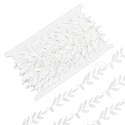 15 Yards Polyester Leaf Lace Trim, Leaf Ribbon for Gift Wrapping, Garment Decoration, White, 1 inch(25mm)(DIY-WH0430-108)