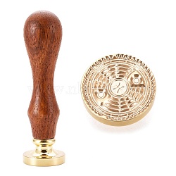 Brass Wax Sealing Stamp, with Rosewood Handle for Post Decoration DIY Card Making, Twelve Constellations, Pisces, 89.5x25.5mm(AJEW-F047-D01)