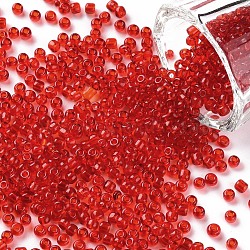 Glass Seed Beads, Transparent, Round, Crimson, 8/0, 3mm, Hole: 1mm, about 2222pcs/100g(X1-SEED-A004-3mm-5B)
