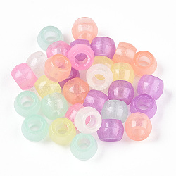 Transparent Luminous Acrylic Beads, Crow Beads, Pony Beads, Glow in the Dark, Barrel, Mixed Color, 8x6mm, Hole: 3.8mm(X-OACR-N137-34)