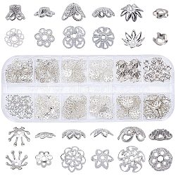 Iron & Brass & Alloy Bead Caps, Flower, Silver, 130x50x15mm, 240pcs/box(IFIN-SC0001-11)