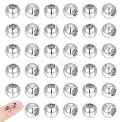 201 Stainless Steel Beads, with Rubber Inside, Slider Beads, Stopper Beads, Rondelle, Stainless Steel Color, 6x4.5mm, Hole: 3mm, Rubber Hole: 1.5mm, 40pcs/box(STAS-UN0043-19)