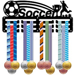 Sports Theme Iron Medal Hanger Holder Display Wall Rack, 3-Line, with Screws, Dance, Football, 130x290mm, Hole: 5mm(ODIS-WH0055-193)