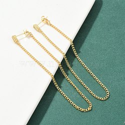 Long Chain Tassel Dangle Stud Earrings for Girl Women, Rectangle, Brass Micro Pave Clear Cubic Zirconia Earrings Thread, Real 18K Gold Plated, 150x2mm, Pin: 0.8mm(ZIRC-C025-23G)