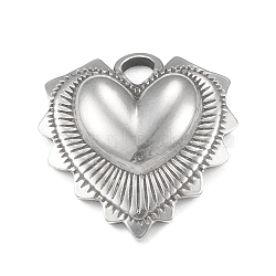 Non-Tarnish 304 Stainless Steel Pendants, Heart Charm, Stainless Steel Color, 18x17.5x4mm, Hole: 2mm(STAS-F287-36P)