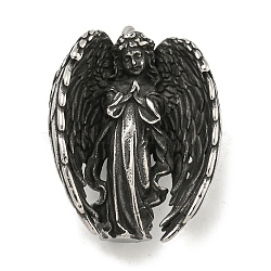 316 Surgical Stainless Steel Pendants, Angel Charm, Antique Silver, 29x22x10mm, Hole: 5x3.6mm(STAS-E212-116AS)