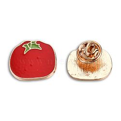 Tomato Enamel Pin, Light Gold Plated Alloy Vegetables Badge for Backpack Clothes, Nickel Free & Lead Free, Red, 18.5x20mm(JEWB-N007-226)