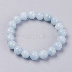 Natural Yellow Jade Beaded Stretch Bracelet, Dyed, Round, Azure, 2 inch(5cm), Beads:  6mm(BJEW-P209-30-6mm)