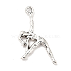 Tibetan Style Alloy Pendants, Exercising Girl Charms, Sports Theme Charm, Antique Silver, 22.5x13x2.5mm, Hole: 1.4mm, about 1000pcs/1000g(PALLOY-M198-38AS)