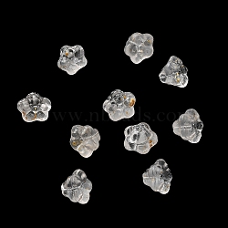 Transparent Glass Beads, Bell Flower Beads, Petunia, with Glitter Powder, Gradient Color, Clear, 10x10.5x8mm, Hole: 1.2mm, 1526pcs/1000g(GLAA-D304-01J)